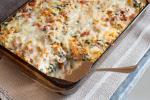This June 9, 2014 photo shows easy overnight ham and cheese casserole in Concord, N.H. (AP Photo/Matthew Mead)