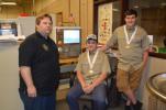 Kevin Kuehner, left, is the SkillsUSA head coach and Precision Machine Technology instructor at CCTI in Jim Thorpe. Two of his students, from left, Jakson Ring and Derbe Stroup, won gold at the state competition and are headed to nationals in…