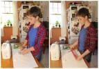 In this June 21, 2017 combination photo, Astrid Rubens makes homemade slime in her kitchen in St. Paul, Minn. Glue, baking soda and contact lens solution are all it takes to make satisfyingly stretchy slime. (AP Photos/Jeff Baenen)