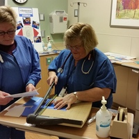 Faith and Sandy busy working