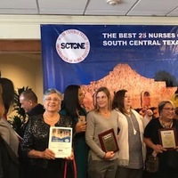 Rose Caballero, RN, MSN, President of NAHN San Antonio Chapter with other recipients for Best 25 Nurses of South Central Texas.