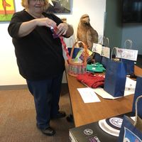 Sandy S with raffle tickets