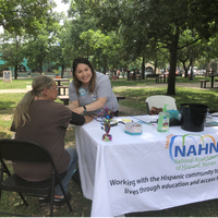sabel Hernandez,  texas tech nurse student monitoring and teaching patients about their blood pressure numbers. 