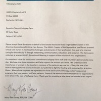 Donation team letter to Lollipop Farm