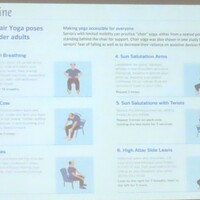 12 chair yoga for older adults or for any age who has difficulty with movement of regular yoga on the floor.
