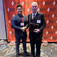 President of the WV Student Nurses Association Victor Villafuerte and Francis Boyle, recipient of the 2024 WVNA Lifelong Contribution to Nursing Award