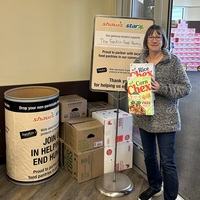 Kathy McCarraher, MASPAN Education Chair donating cereal and other items to the Franklin Food Pantry.  Thank you, Kathy! 