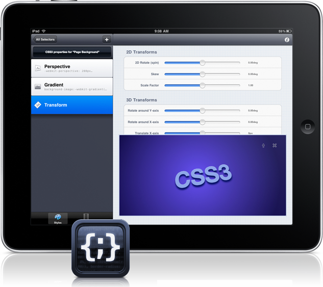 CSS3Machine on iPad