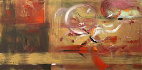 Abstract with gold and red