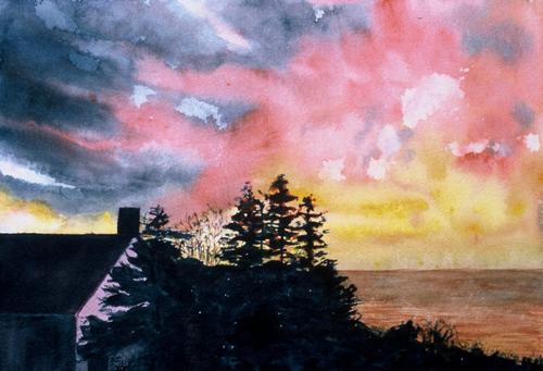 Painting-Landscape-Sundown Monhegan