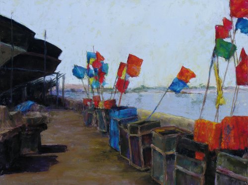 Painting-Seascape-Fish Flags Maroc