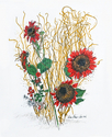 Linda Strauss - Drawing pen and ink, colored pencils, metallic pencils, sunflowers, drawing - Drawing