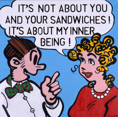 Painting-Text based-Blondie and Dagwood in the New Age of Spiritualism