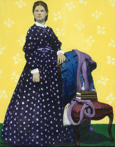 Mixed Media-Representational-Woman in Polka Dot Dress