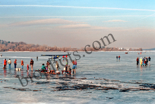 Airplane on Frozen Hudson River