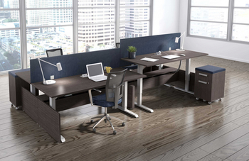 Photo of Elevation Adjustable Height Open Spaces Desks by Logiflex, vue 4, available at Oburo in Montreal