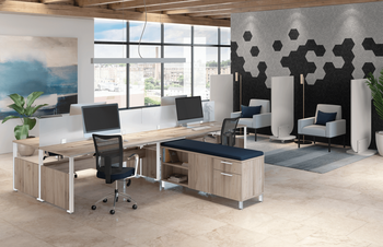 Photo of Level Collaborative and Interactive Open Spaces Desks by Logiflex, vue 4, available at Oburo in Montreal