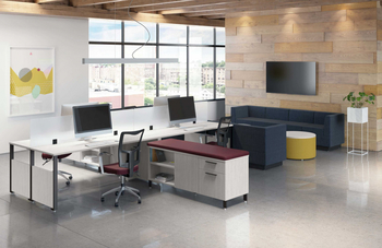 Photo of Level Collaborative and Interactive Open Spaces Desks by Logiflex, vue 3, available at Oburo in Montreal