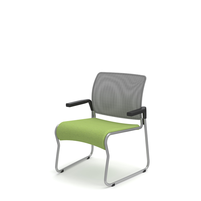 Photo of Stackable multi-purpose chair with a mesh backrest and a sled frame by ADI, vue 1, available at Oburo in Montreal