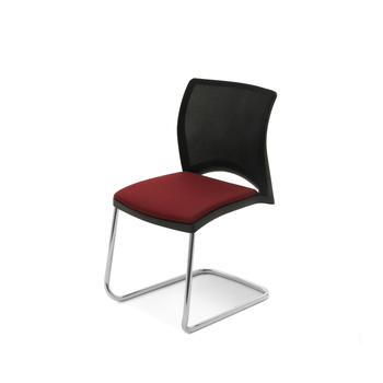 Photo of Multi-purpose chair with a cantilever frame and mesh backrest by Bouty, vue 1, available at Oburo in Montreal