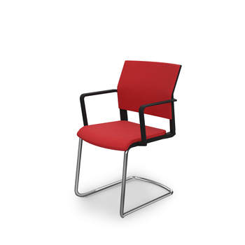 Photo of Multi-purpose chair with cushioned backrest and cantilever frame by Bouty, vue 1, available at Oburo in Montreal