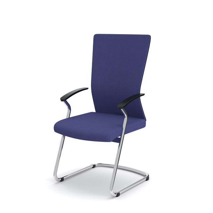 Multi-purpose chair with a fabric-covered mesh backrest and a sled ...