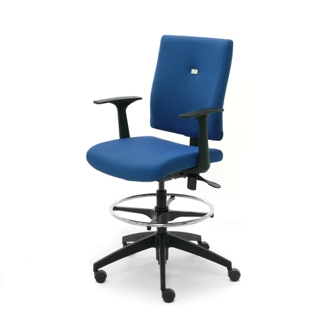 Photo of Vittoria ergonomic stool with medium backrest and foot ring by Bouty, vue 1, available at Oburo in Montreal