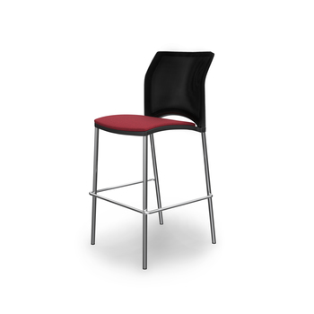 Photo of Stool with a four-leg frame and mesh backrest by Bouty, vue 1, available at Oburo in Montreal