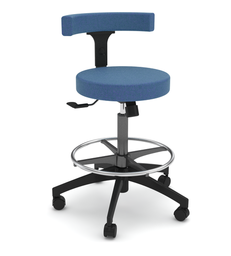 Photo of Compact multi-purpose stool with linear backrest and a foot ring by Bouty, vue 1, available at Oburo in Montreal