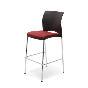 Photo of Stool with a four-leg frame and upholstered backrest by Bouty, vue 1, available at Oburo in Montreal