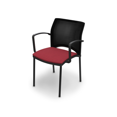 Photo of Stackable multi-purpose chair with a four-leg frame and mesh backrest by Bouty, vue 1, available at Oburo in Montreal