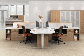 Photo of Zira Extended Corner Desks by Global, vue 2, available at Oburo in Montreal