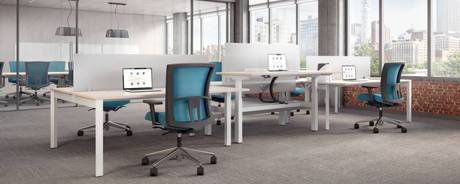 Photo of Bridges II Single Line Workstations - Rectangular Leg by Global, vue 1, available at Oburo in Montreal