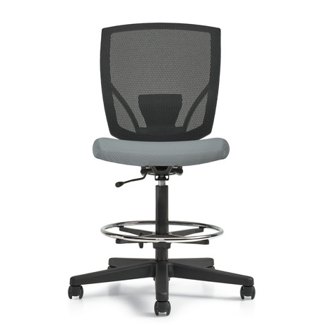 Photo of ibex-upholstered-seat-mesh-back-armless-drafting-task-chair gallery image 3. Gallery 4. Details at Oburo, your expert in office, medical clinic and classroom furniture in Montreal.