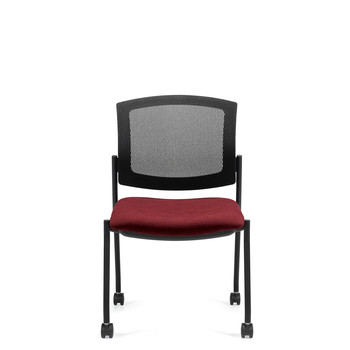 Photo of Ibex | Upholstered Seat & Mesh Back Armless Guest Chair on Casters, vue 1, available at Oburo in Montreal