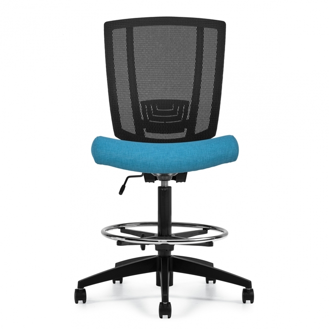 Photo of Avro | Upholstered Seat & Mesh Back Armless Drafting Stool, vue 1, available at Oburo in Montreal