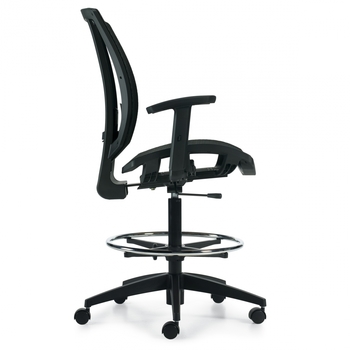 Photo of avro-mesh-seat-back-drafting-stool-with-arms gallery image 1. Gallery 3. Details at Oburo, your expert in office, medical clinic and classroom furniture in Montreal.