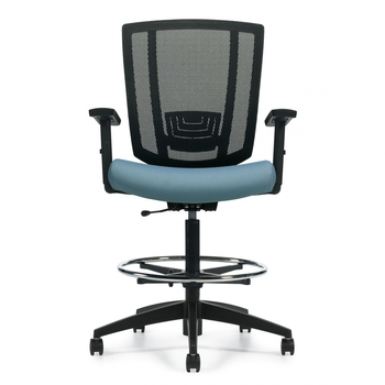 Photo of Avro | Upholstered Seat & Mesh Back Drafting Stool with Arms, vue 1, available at Oburo in Montreal