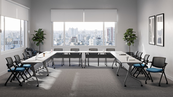 Photo de Gennex | Siège d'invités empilable sans accoudoirs et avec roulettes, vue 1, disponible chez Oburo à Montréal