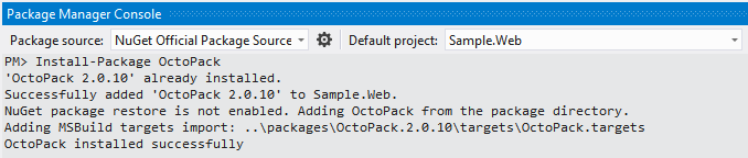 Installing OctoPack Installing OctoPack