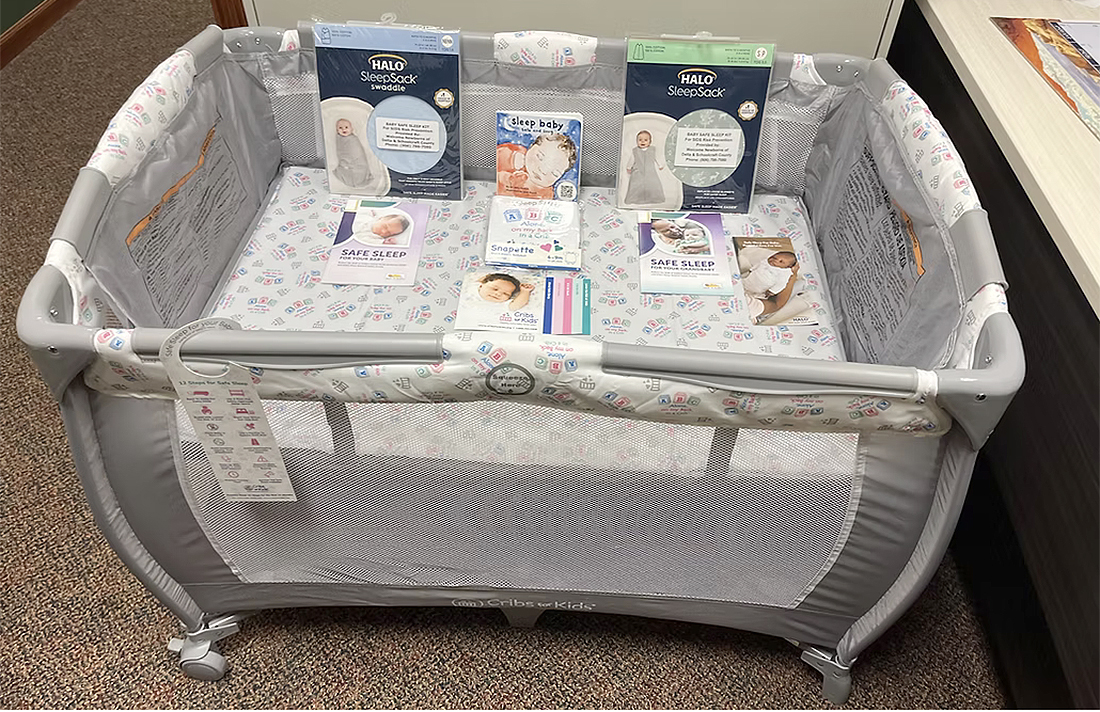 Infant safe sleep program to include cribette package drawing