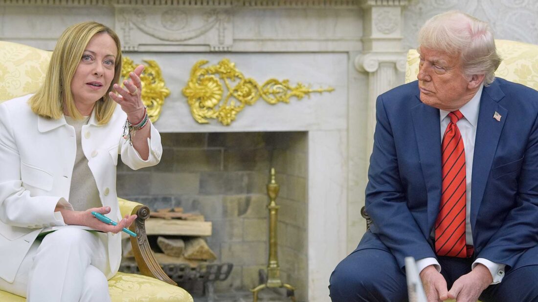 Encuentro entre Donald Trump y Giorgia Meloni en la Casa Blanca.