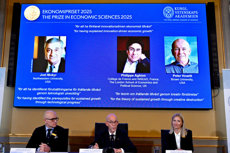 Nobel economics prize goes to three researchers for explaining innovation-driven economic growth