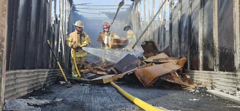 Firefighters battle semi trailer blaze near Montgomery