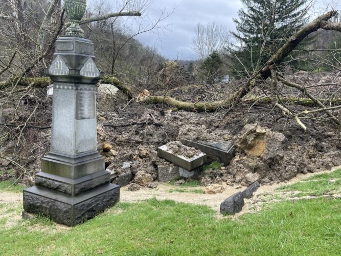 Landslide Topples Tombstones At Mt. Zion Cemetery | News, Sports, Jobs - Vimarsana News