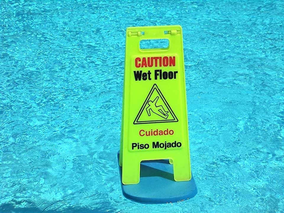 Caution Wet Floor Sign In Pool Carpet Vidalondon