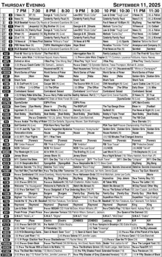 TV Guide: Sept. 11, 2025 TV Guide: Sept. 11, 2025