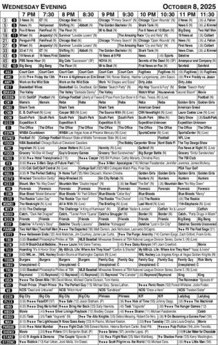 Wednesday evening TV listings Wednesday evening TV listings