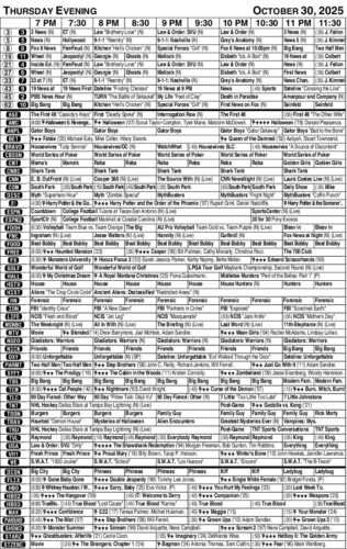 TV listing: Thursday Oct. 30