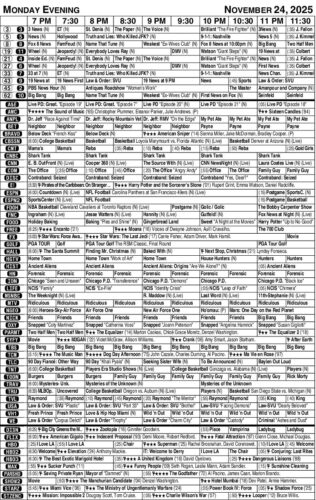Monday evening TV listings